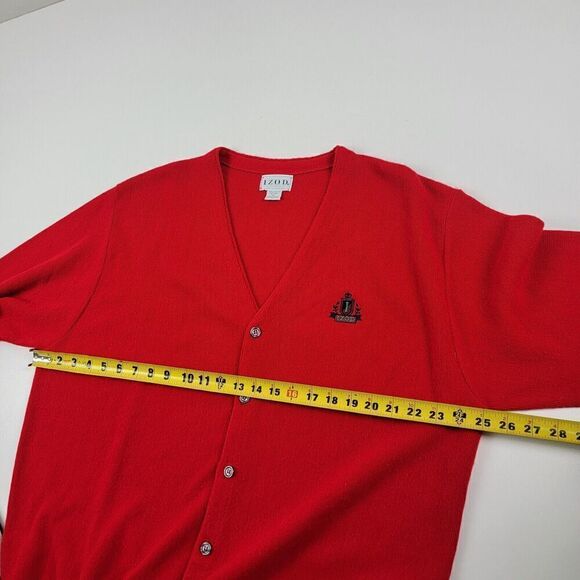 Izod Sweater Mens XL Red Cardigan Button Up Embroidered Preppy Dress Vintage 90s - Picture 6 of 10